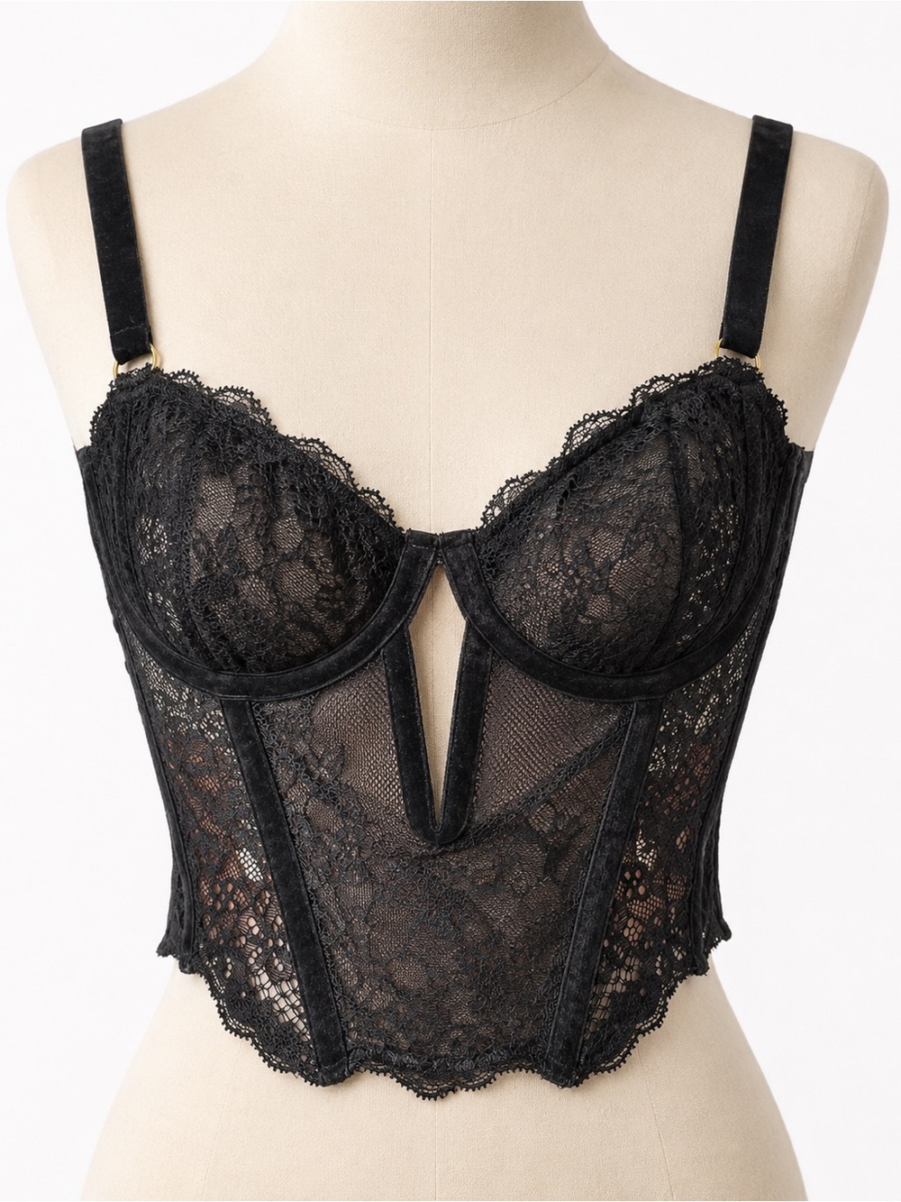 Keep Amused by Anthropologie Black Lace Corset Bustier Top XS